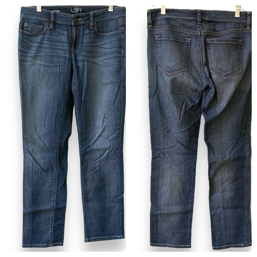 Ann Taylor Loft Women's Modern Straight Jeans Dark Blue Wash, Size 27 / 4